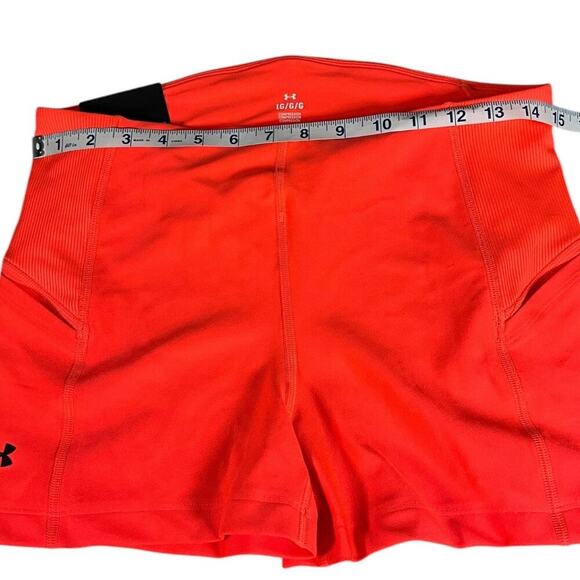 Under Armour High Rise Shorty Shorts Compression Orange Size large Active NWT - Picture 5 of 8